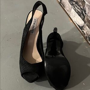 Steve Madden Black Slingback Peep-Toe Heels